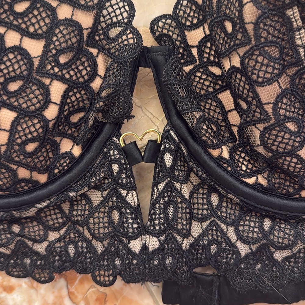 NWT Victoria's Secret Black Satin Corset Bra - Picture 6 of 7